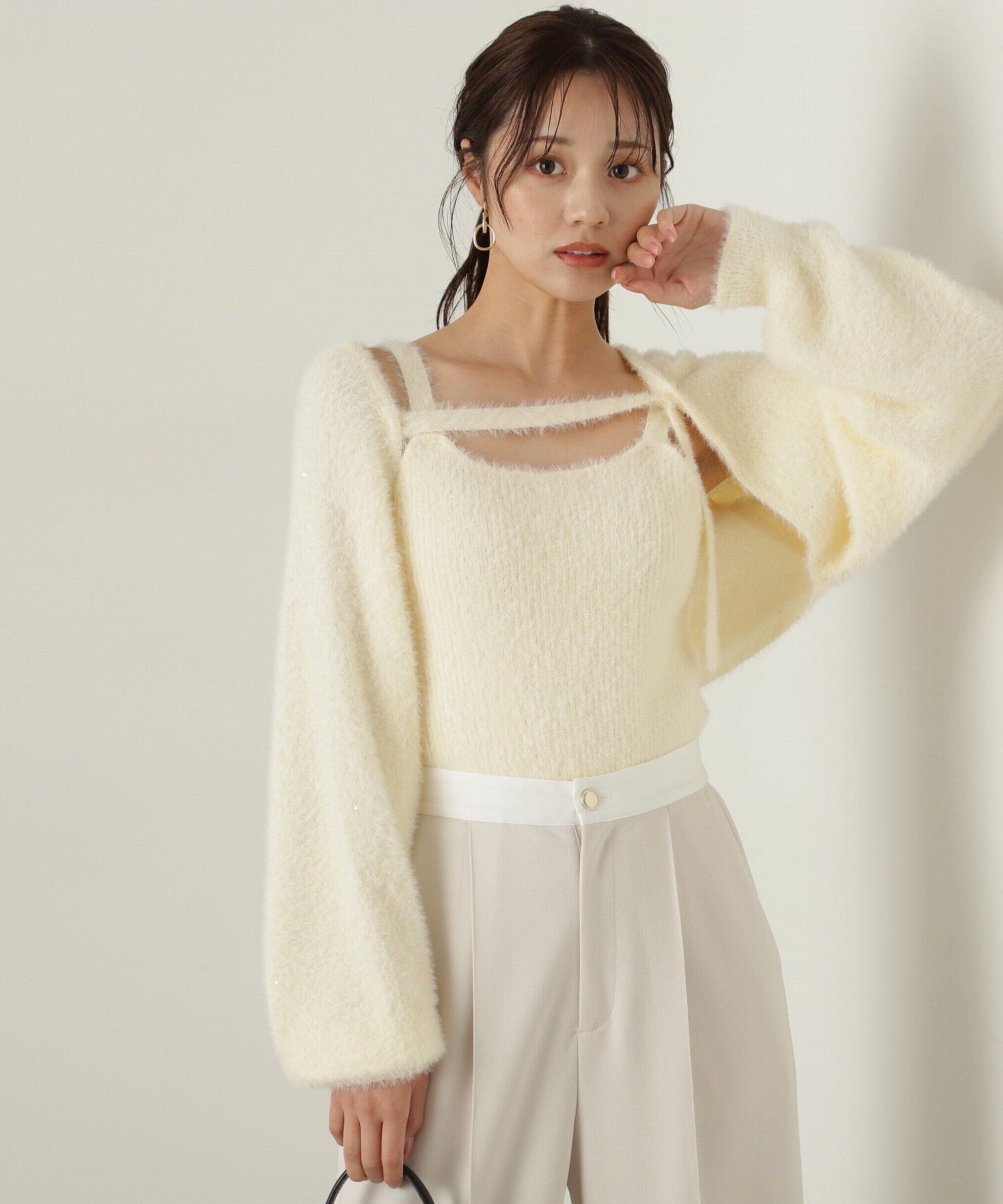 PROPORTION BODY DRESSING「フェザーキャミカーディガン」|ニット・セーター|