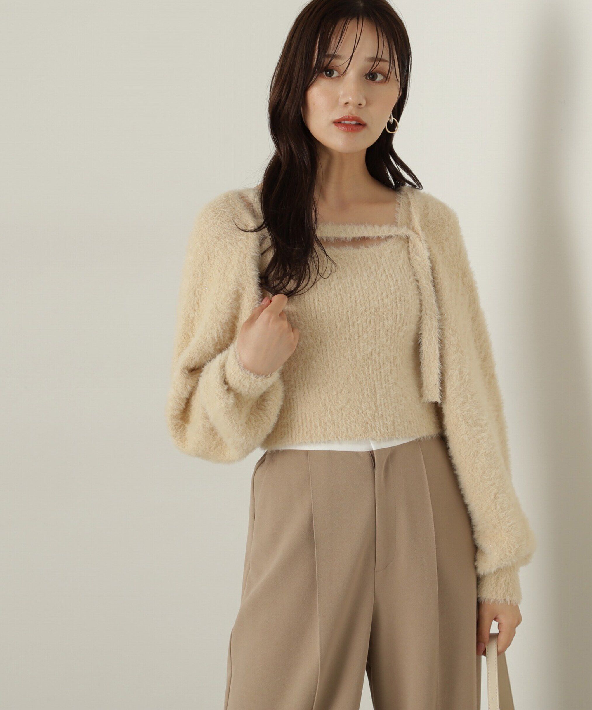 PROPORTION BODY DRESSING「フェザーキャミカーディガン」|ニット・セーター|