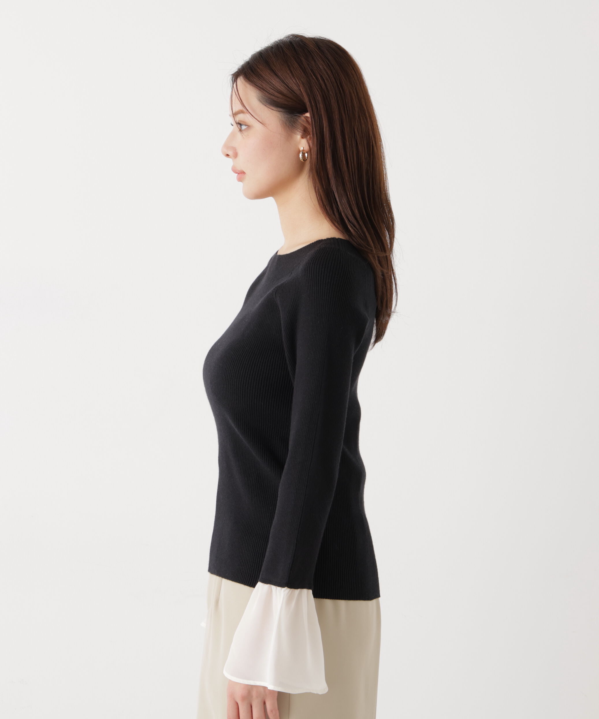 PROPORTION BODY DRESSING「シアー切り替えスリーブニット　26SS」|ニット・セーター|