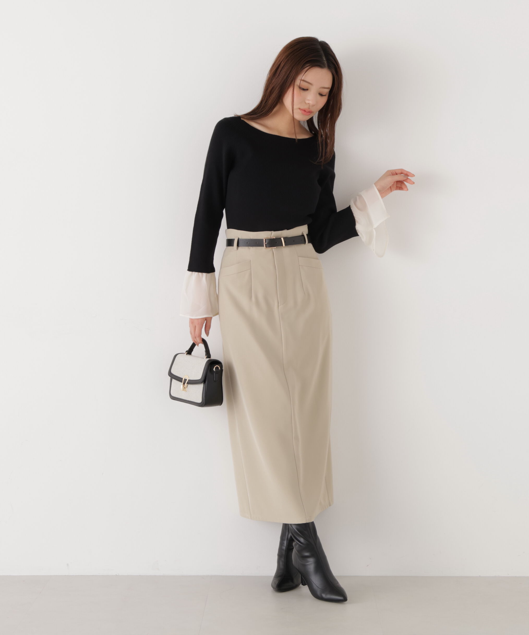 PROPORTION BODY DRESSING「シアー切り替えスリーブニット　26SS」|ニット・セーター|