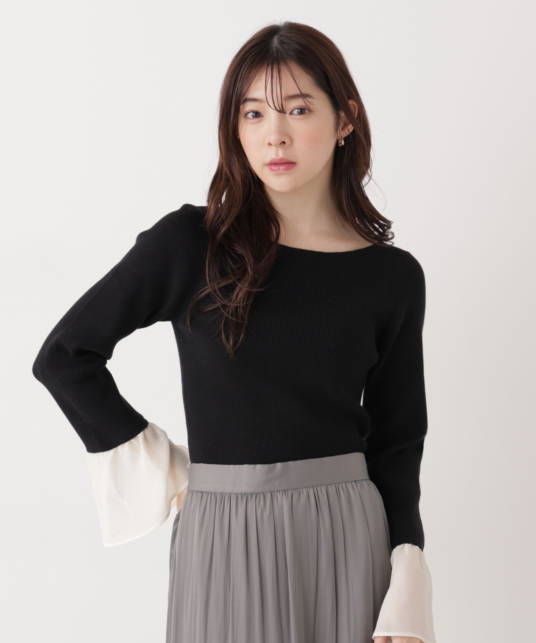 PROPORTION BODY DRESSING「シアー切り替えスリーブニット　26SS」|ニット・セーター|