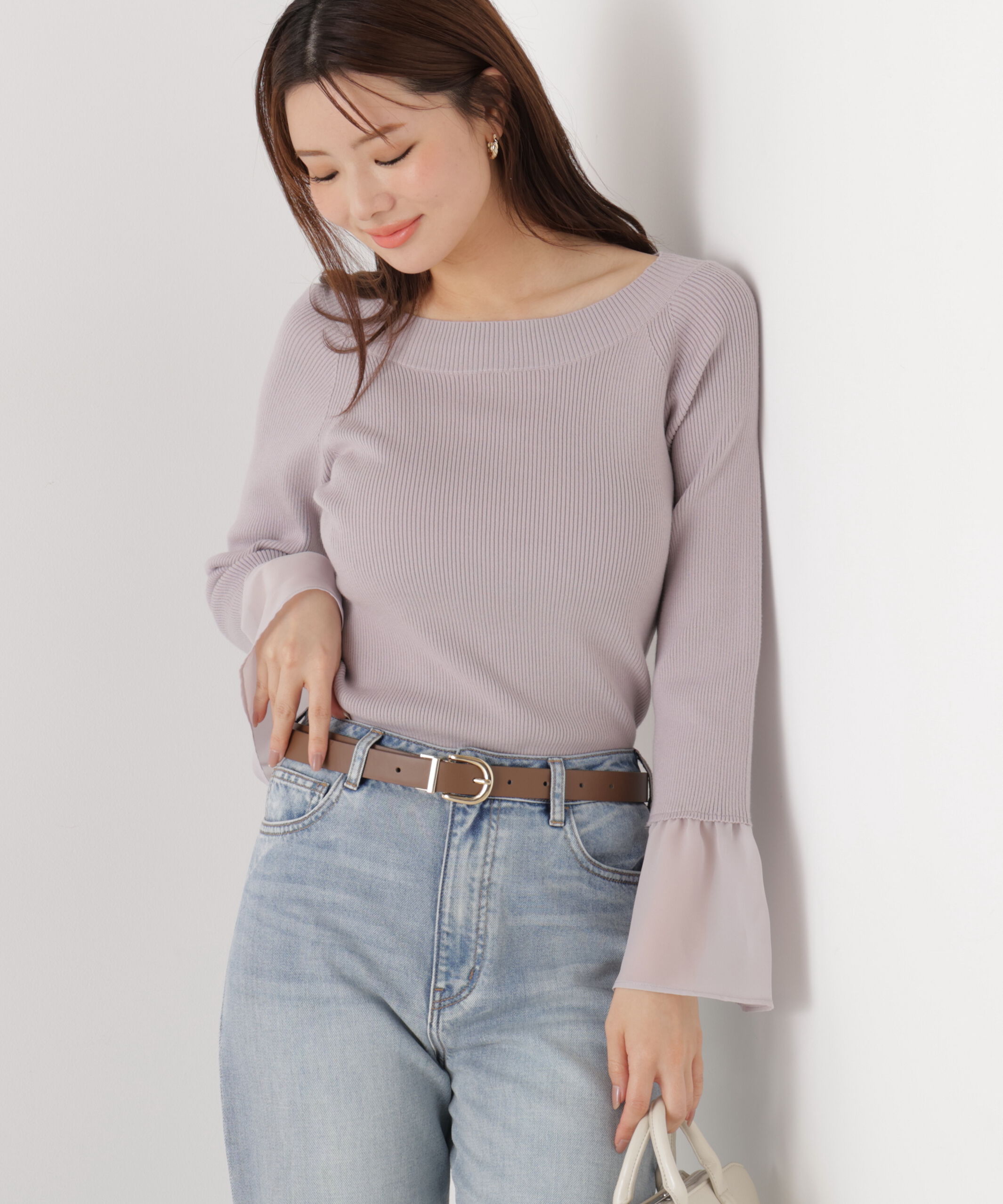 PROPORTION BODY DRESSING「シアー切り替えスリーブニット　26SS」|ニット・セーター|