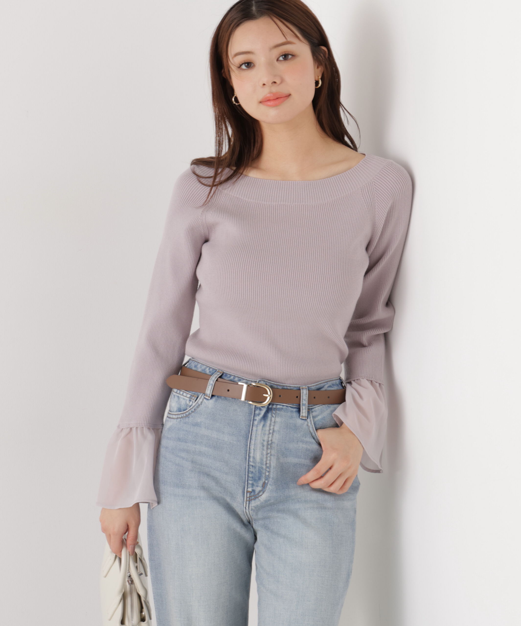 PROPORTION BODY DRESSING「シアー切り替えスリーブニット　26SS」|ニット・セーター|