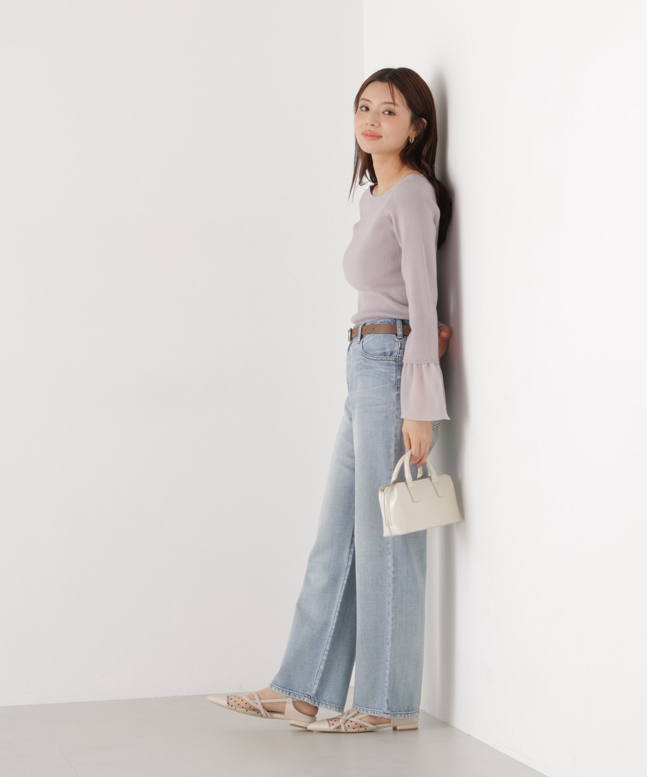 PROPORTION BODY DRESSING「シアー切り替えスリーブニット　26SS」|ニット・セーター|
