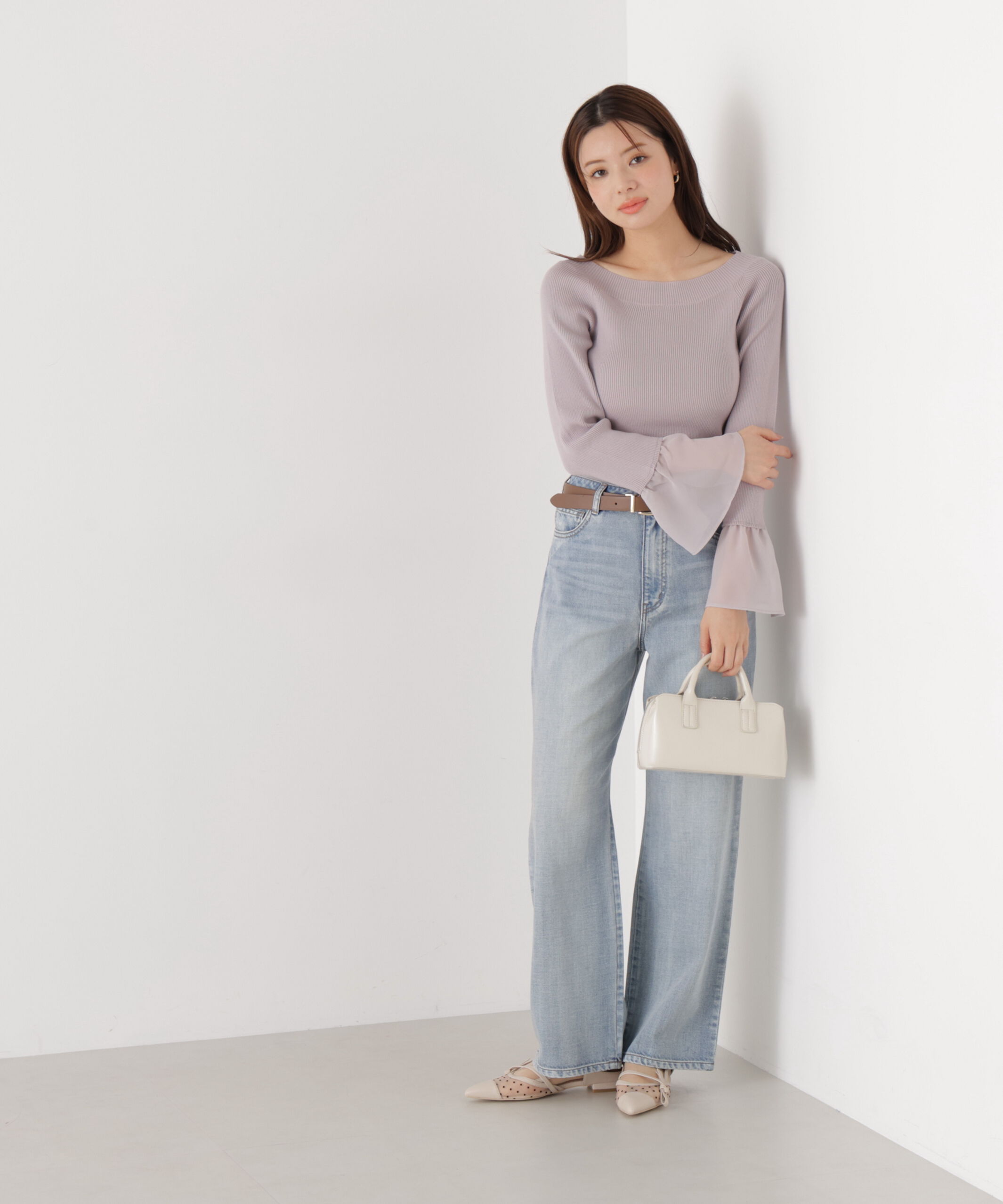PROPORTION BODY DRESSING「シアー切り替えスリーブニット　26SS」|ニット・セーター|