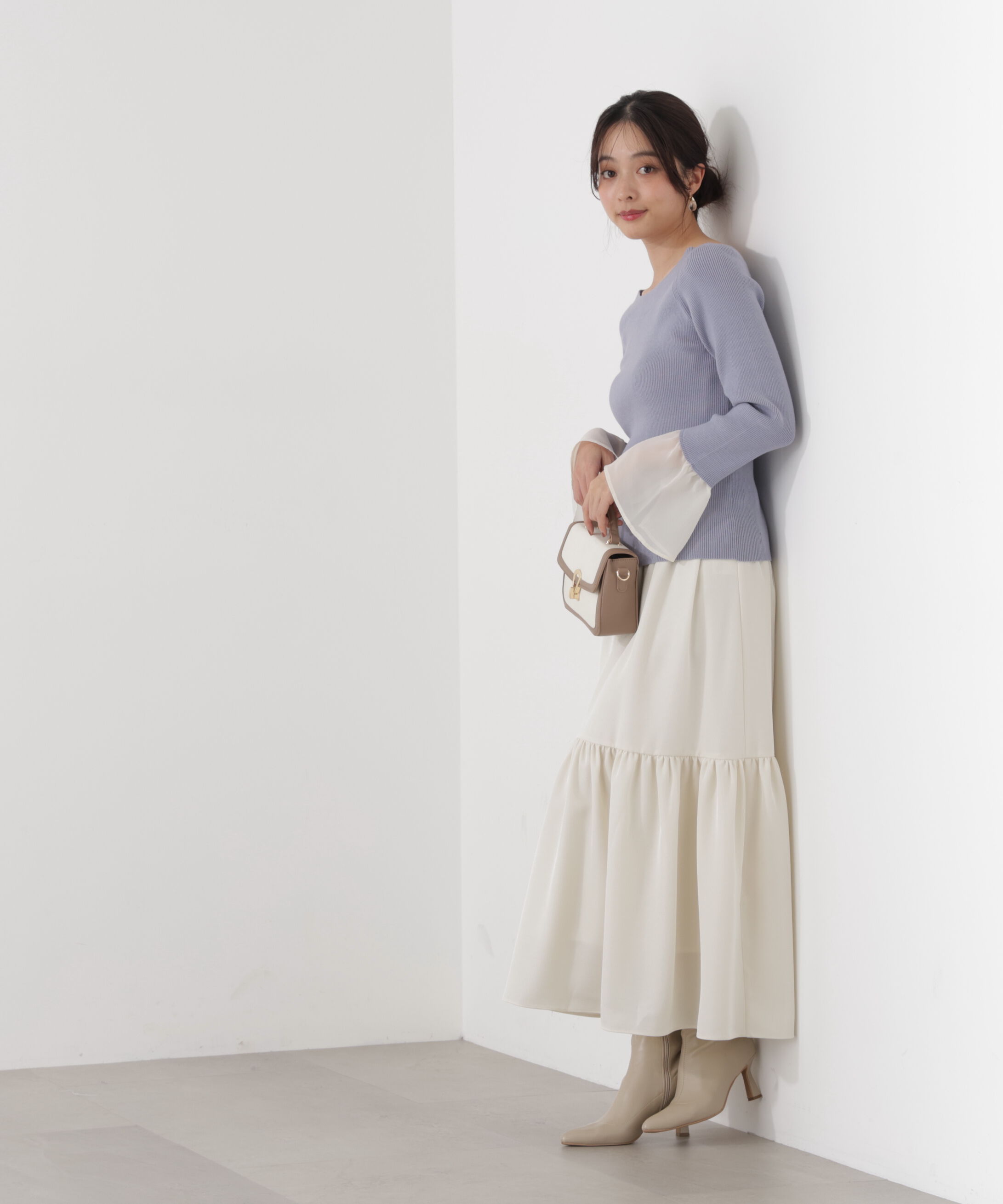 PROPORTION BODY DRESSING「シアー切り替えスリーブニット　26SS」|ニット・セーター|