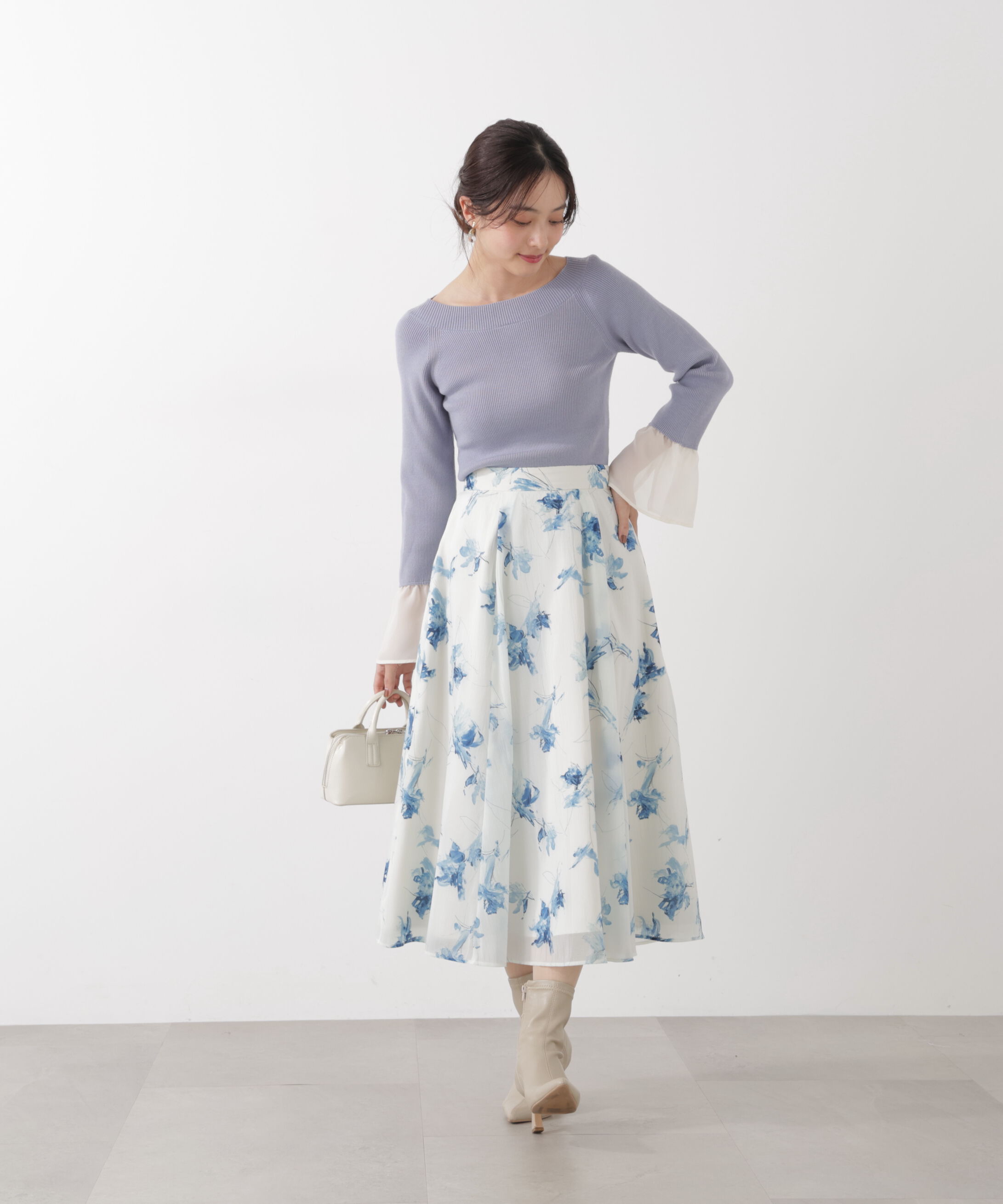 PROPORTION BODY DRESSING「シアー切り替えスリーブニット　26SS」|ニット・セーター|