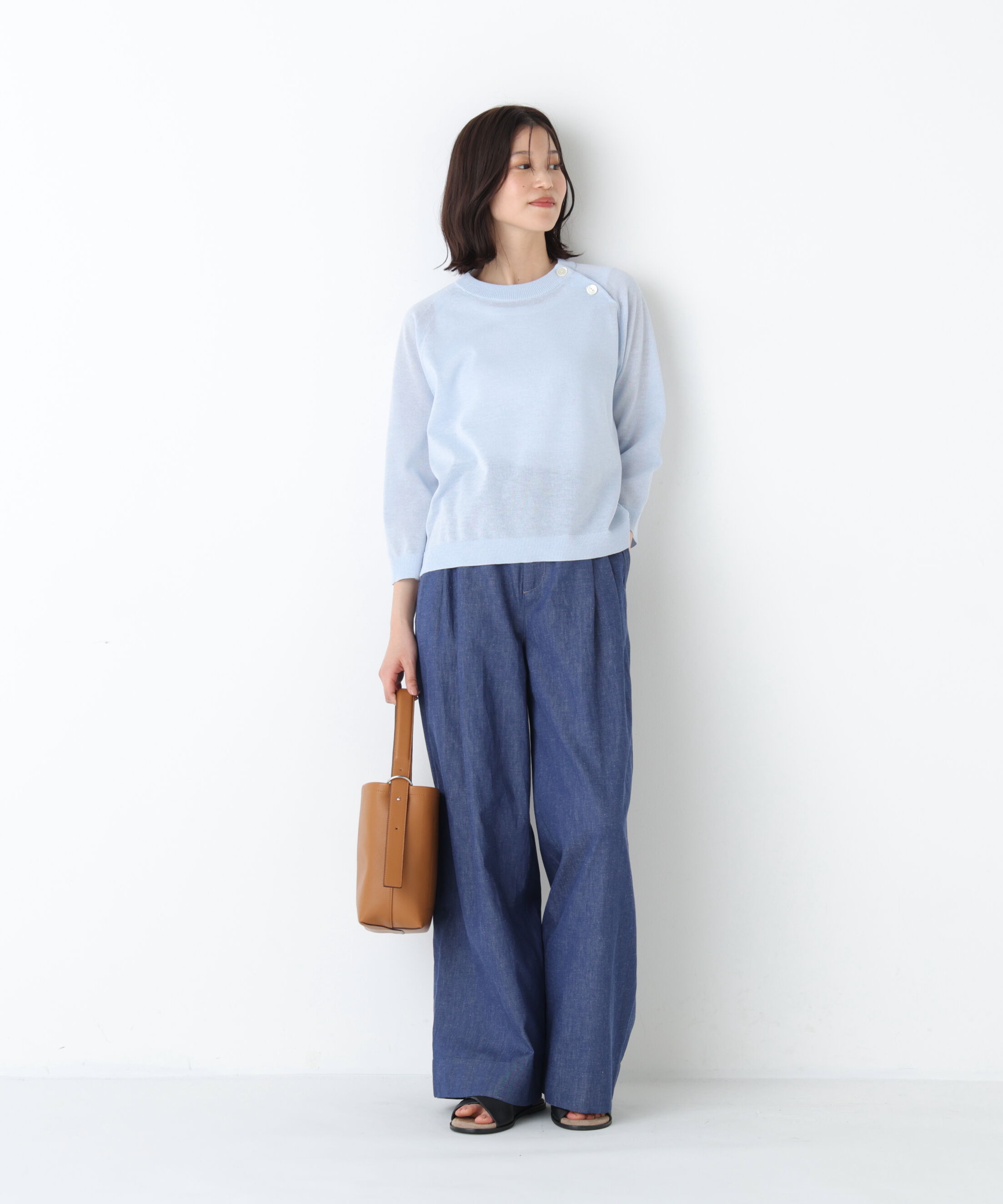  「◆《洗える》 綿麻ライトオンスデニムワイドパンツ」|その他|