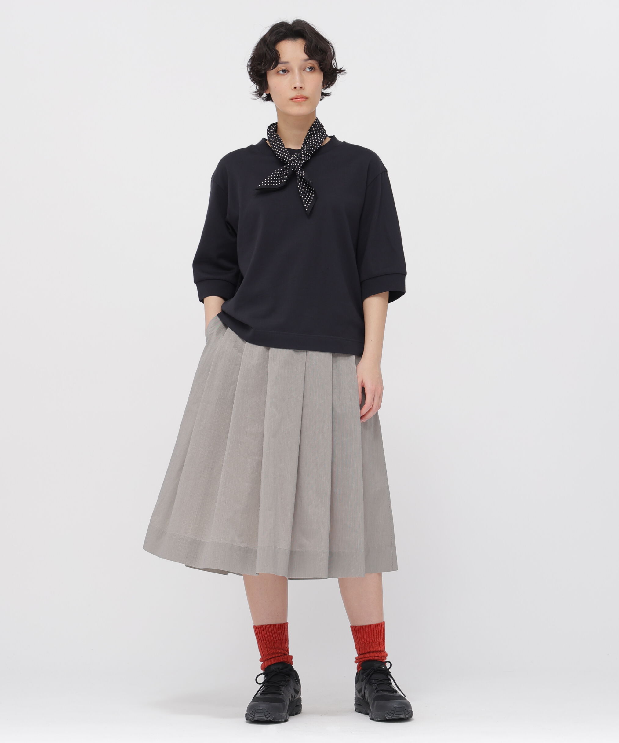  「FINE STRIPE COTTON SILK SKIRT」|スカート|
