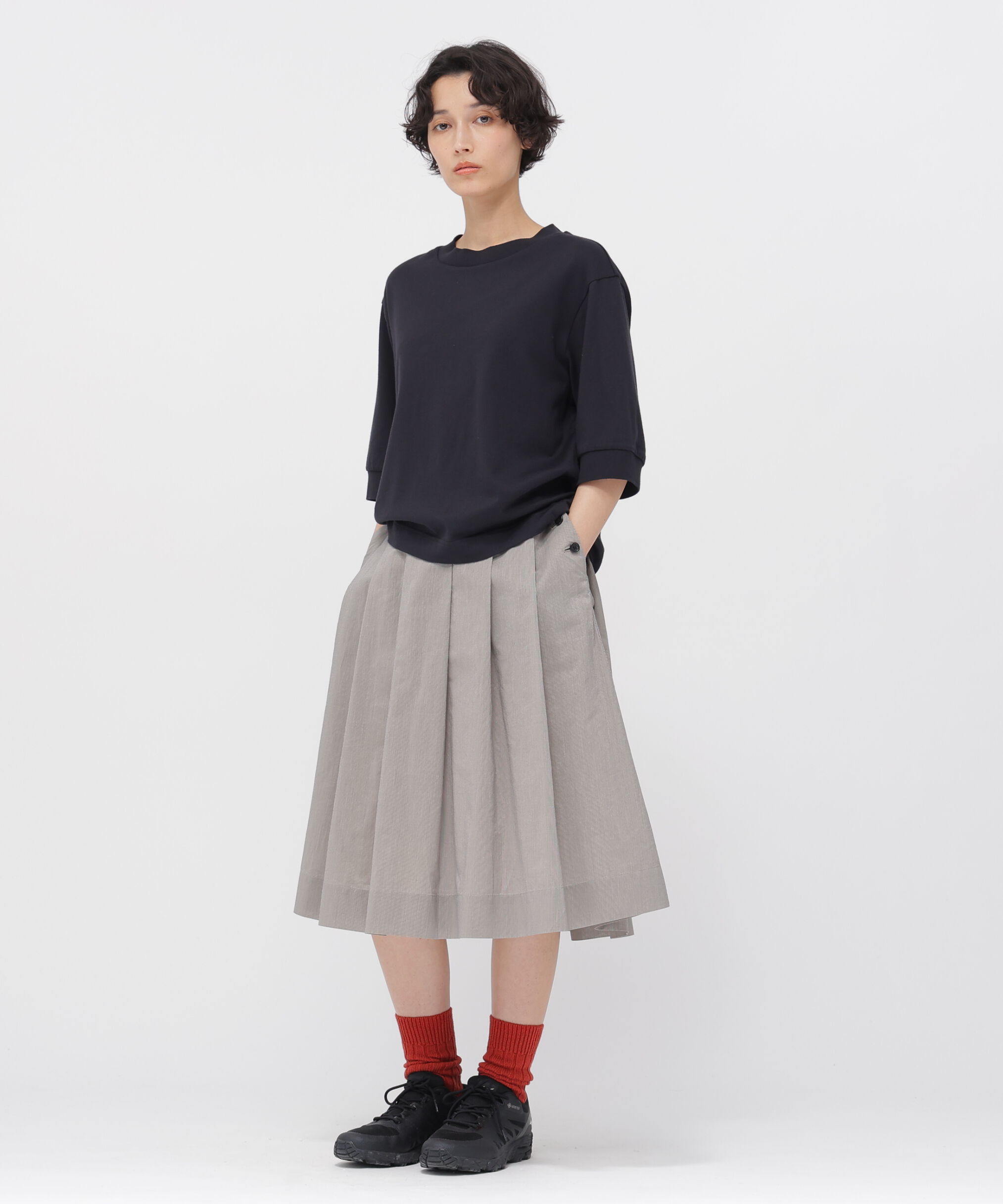  「FINE STRIPE COTTON SILK SKIRT」|スカート|