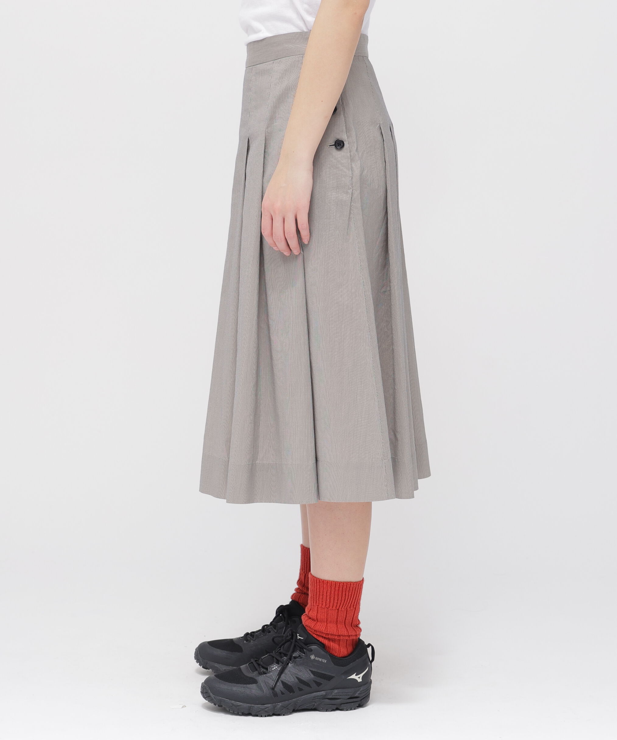  「FINE STRIPE COTTON SILK SKIRT」|スカート|
