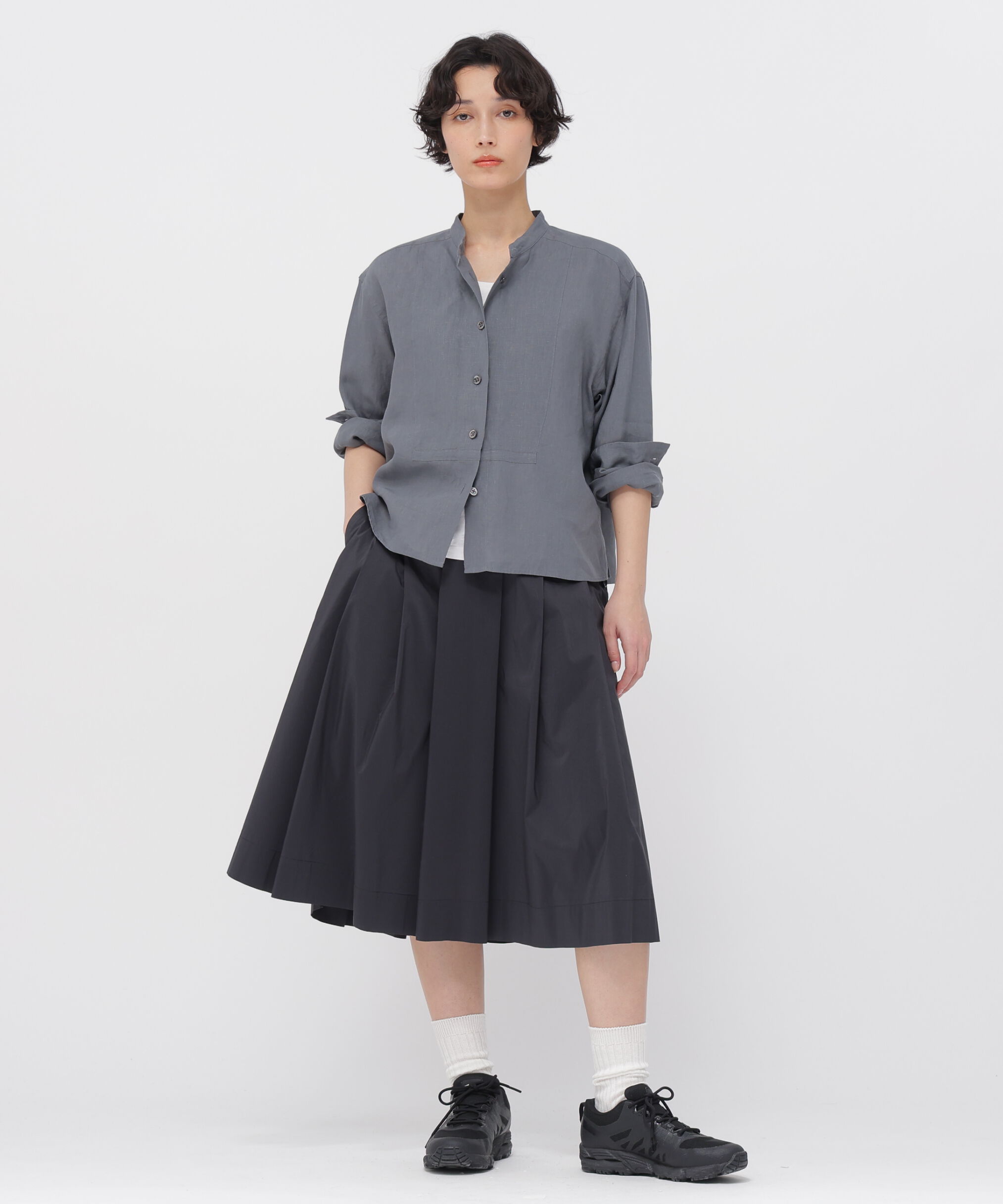  「FINE STRIPE COTTON SILK SKIRT」|スカート|