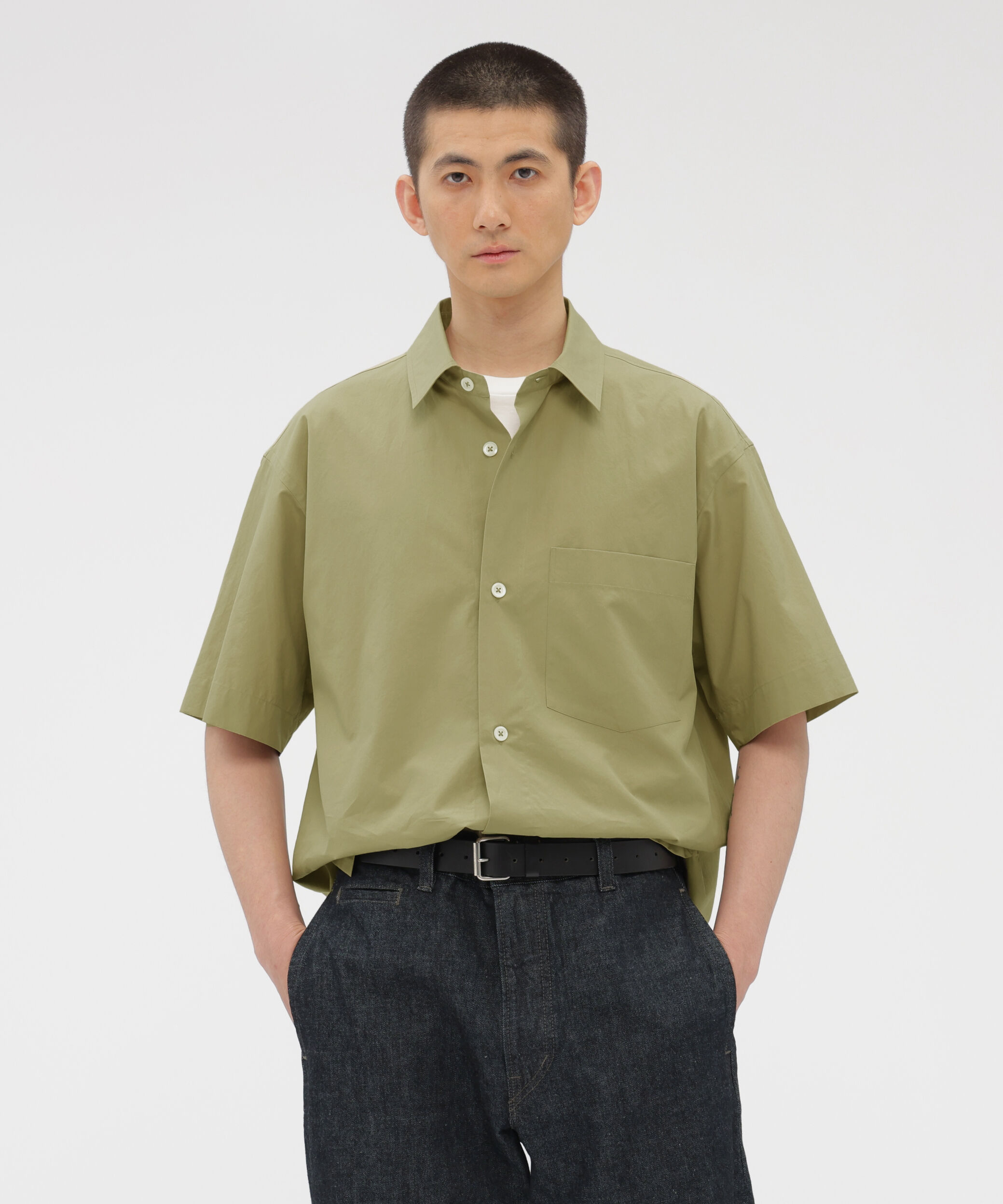 MARGARET HOWELL「EGYPTIAN COTTON PLAINWEAVE SHIRT」|シャツ・ブラウス|STONE3