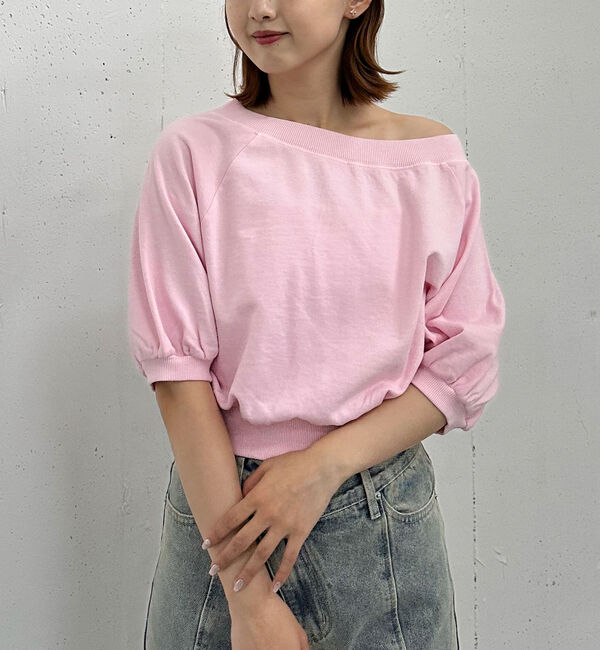 archives「ピグメントオフショルスウェット」|Tシャツ・カットソー|PINK