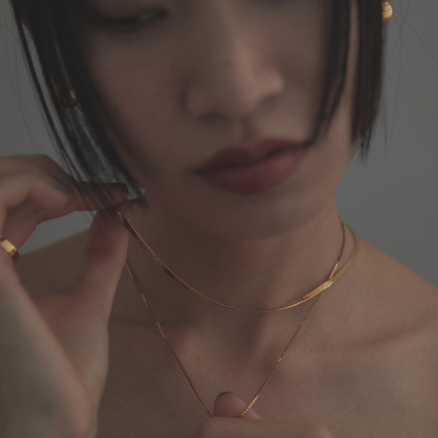COCOSHNIK ONKITSCH「シルバー コンビネーションチェーン フラットスネーク ベネチアンネックレス GP」|ネックレス|