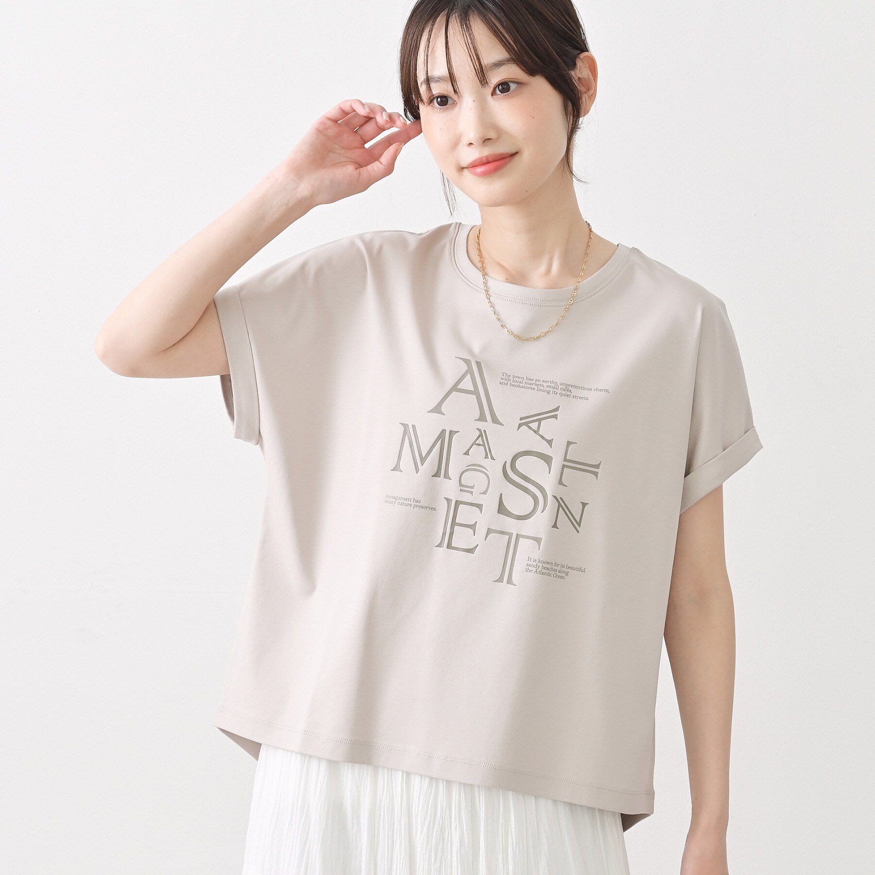 Dessin「【洗える】美光沢カットソーロゴTシャツ」|Tシャツ・カットソー|