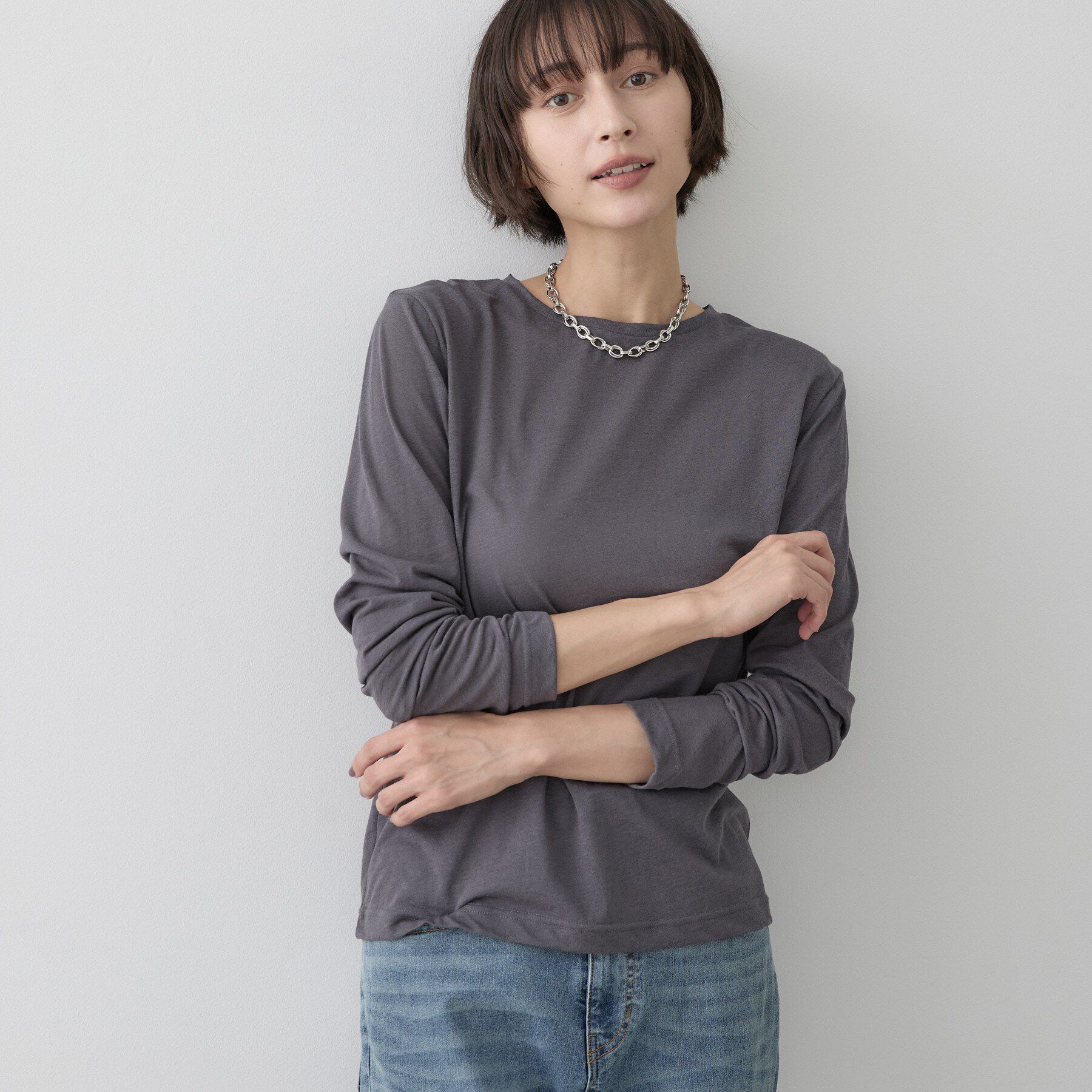 Dessin「クルーネックシアーロングTシャツ」|Tシャツ・カットソー|ブラック(019)