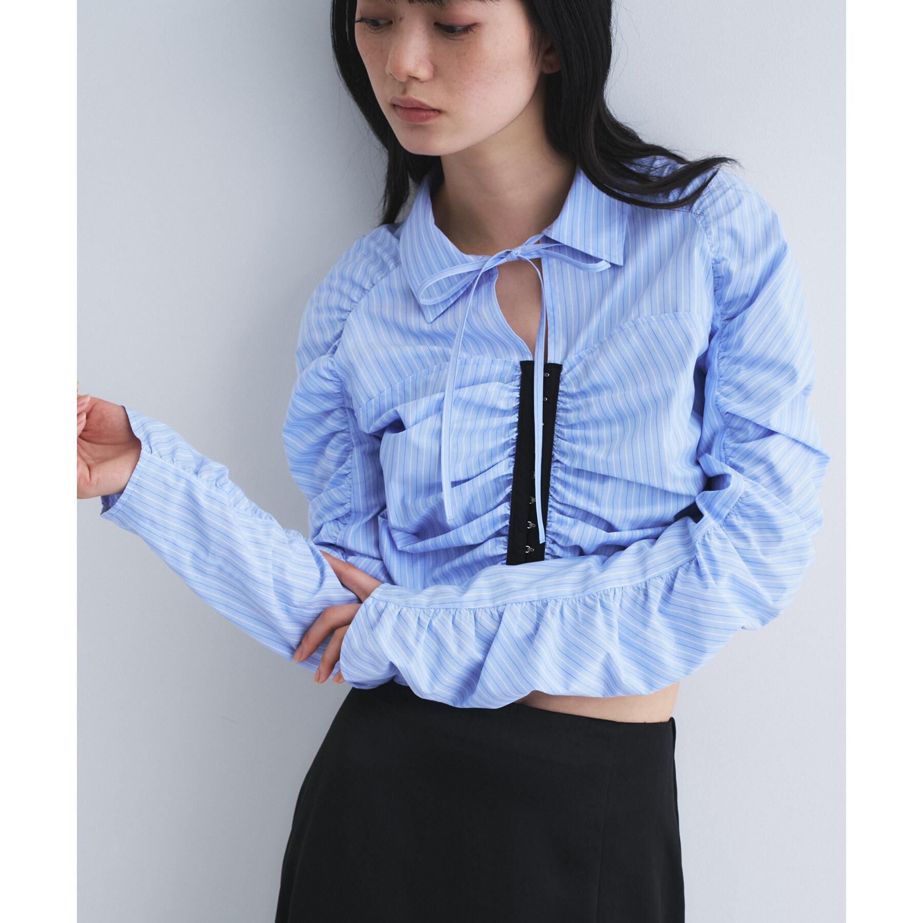 CODE A「stripe gather shirt」|シャツ・ブラウス|