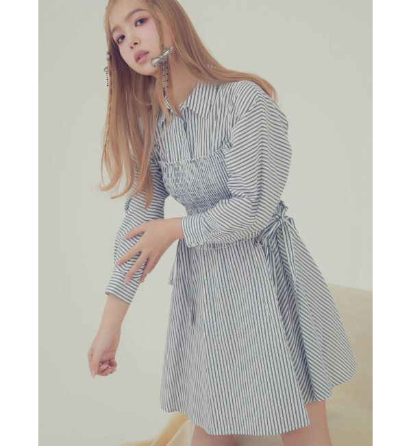 CALNAMUR「シャツ&times;シャーリングミニワンピースセット」|ワンピース|