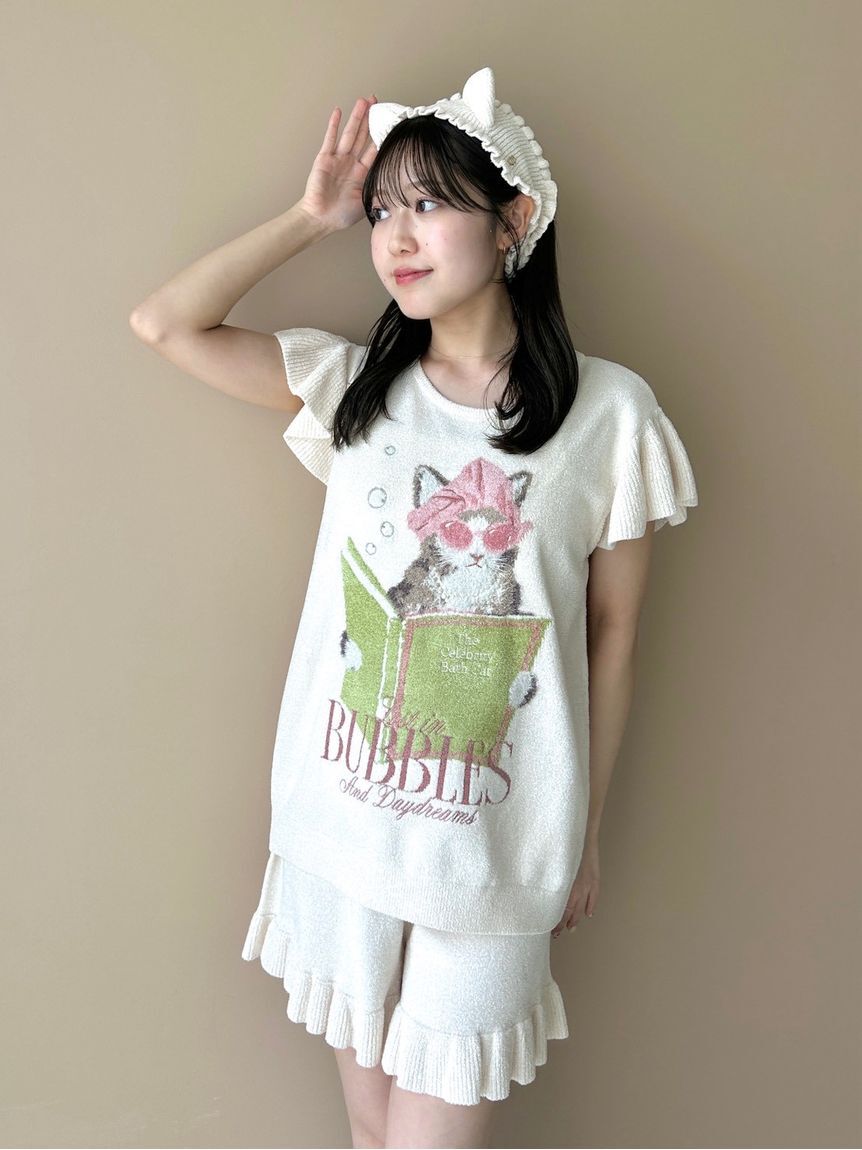 SNIDEL HOME「【WEB限定】【セット商品】セレブバスキャットプルオーバー&ニットフリルショートパンツSET」|ルームウェア|