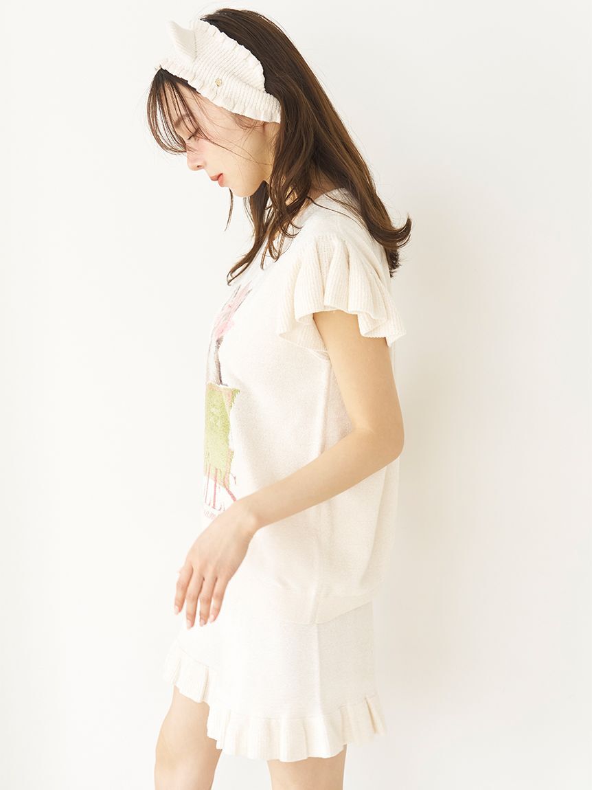 SNIDEL HOME「【WEB限定】【セット商品】セレブバスキャットプルオーバー&ニットフリルショートパンツSET」|ルームウェア|