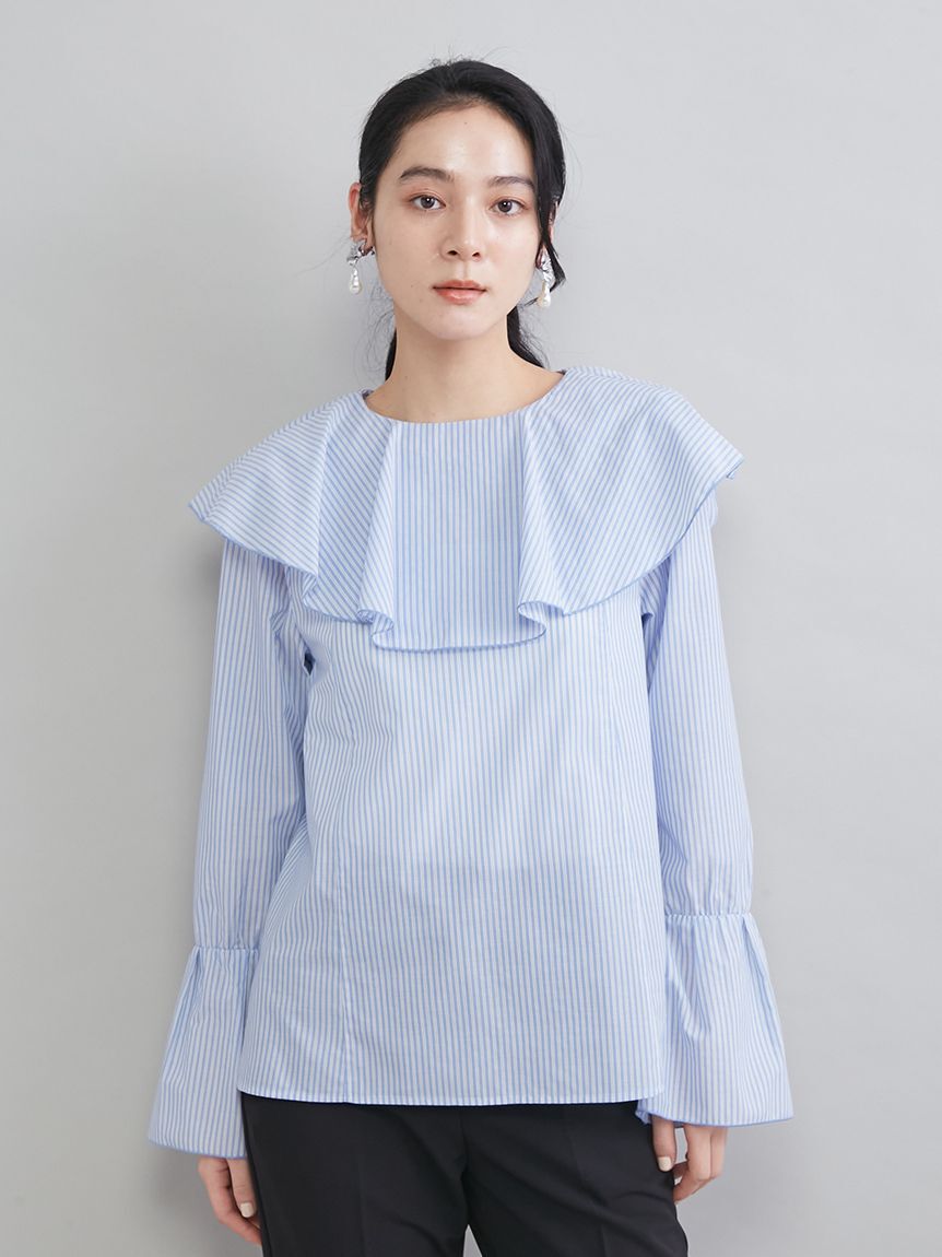 Mila Owen「ラッフルカラーシアーブラウス」|シャツ・ブラウス|STRIPE