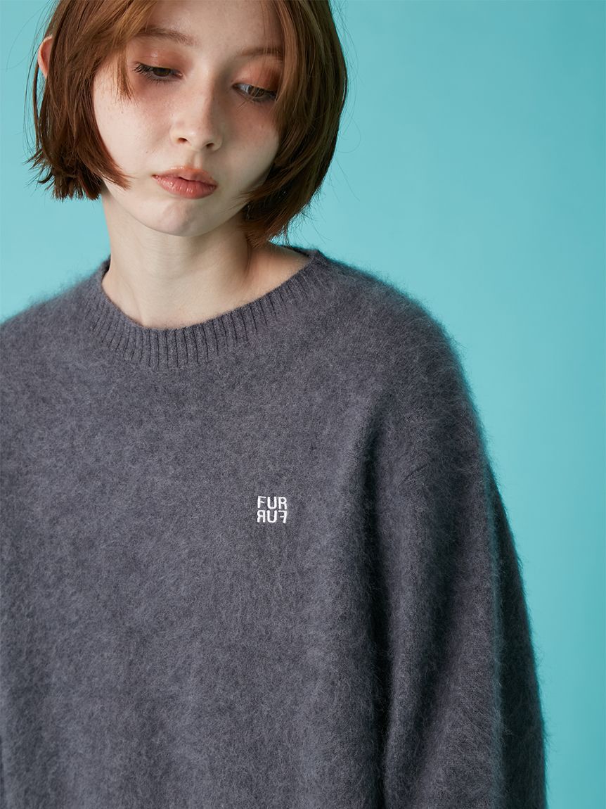 FURFUR「ウールミンクロゴ刺繍クルーネックニット」|ニット・セーター|