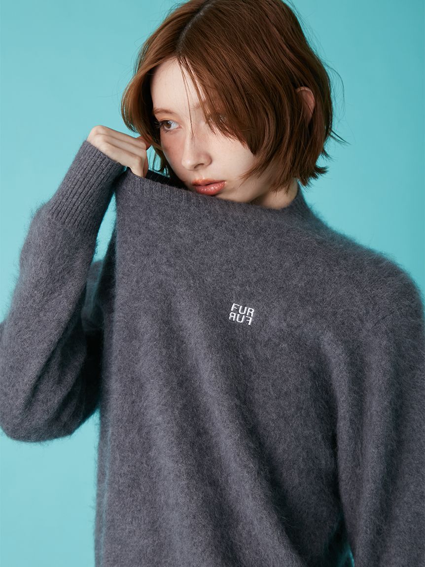 FURFUR「ウールミンクロゴ刺繍クルーネックニット」|ニット・セーター|