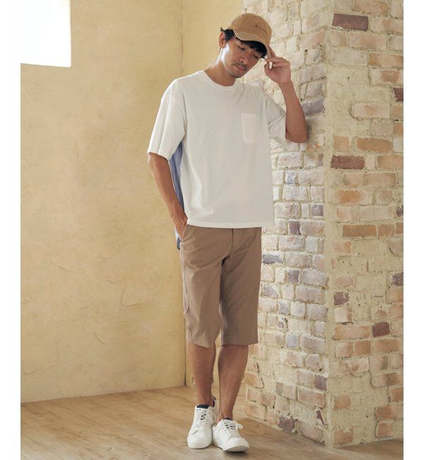 ikka「ストライプブロード切り替えTシャツ」|Tシャツ・カットソー|