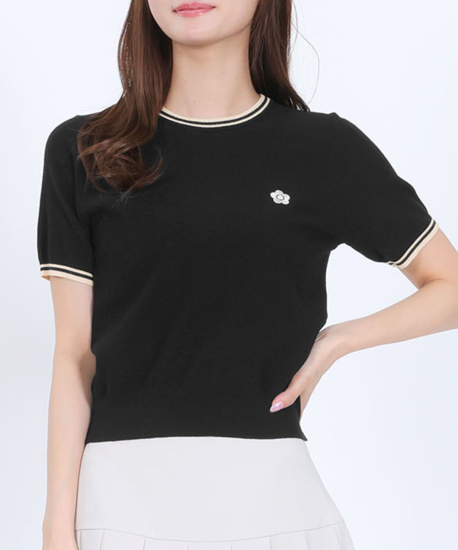 MARY QUANT「ラインニット プルオーバー」|ニット・セーター|ブラック
