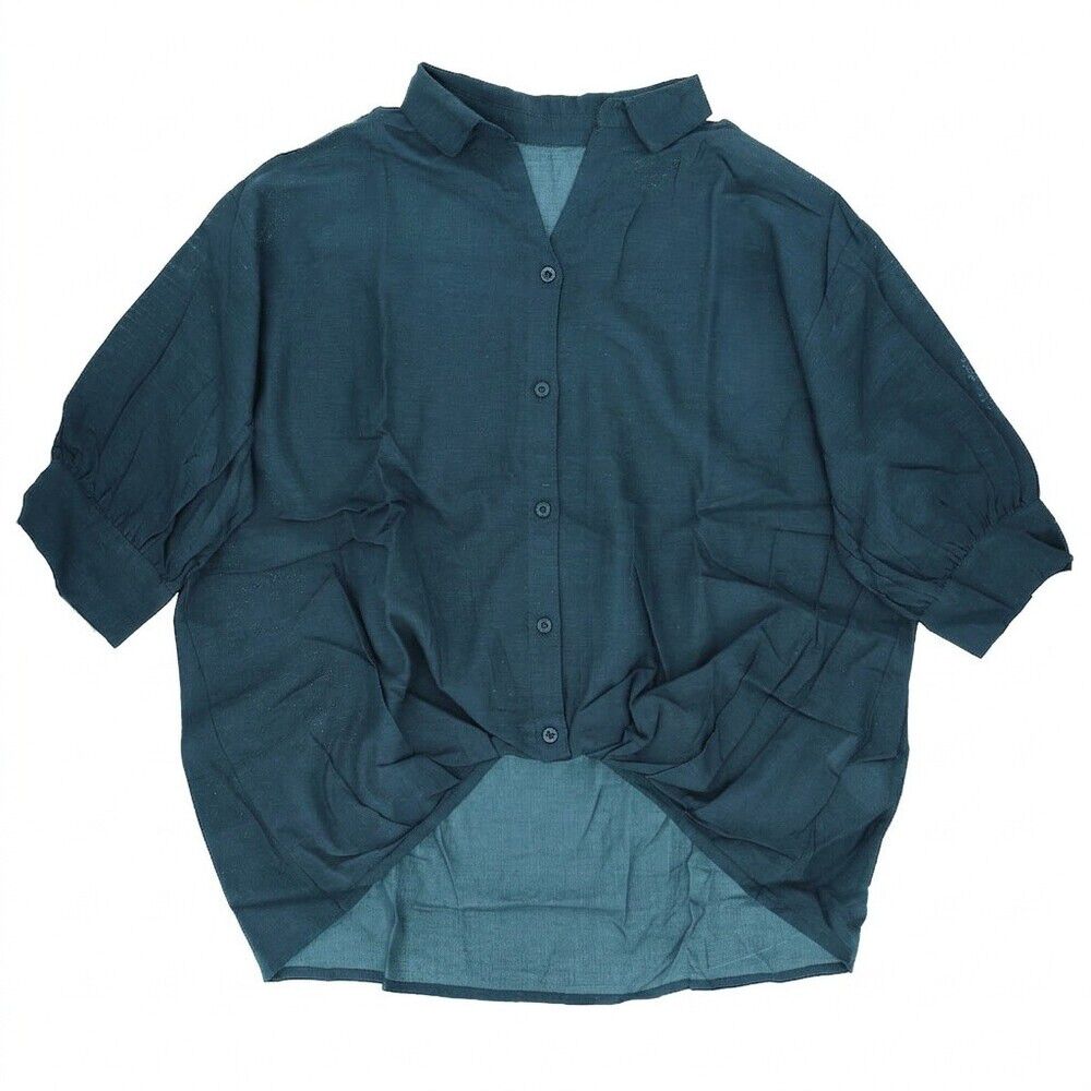 BACKYARD FAMILY「mitis シャツ ミティス 通販 スキッパーシャツ スキッパーブラウス ブラウス 夏 春夏 春秋」|シャツ・ブラウス|ブルー1