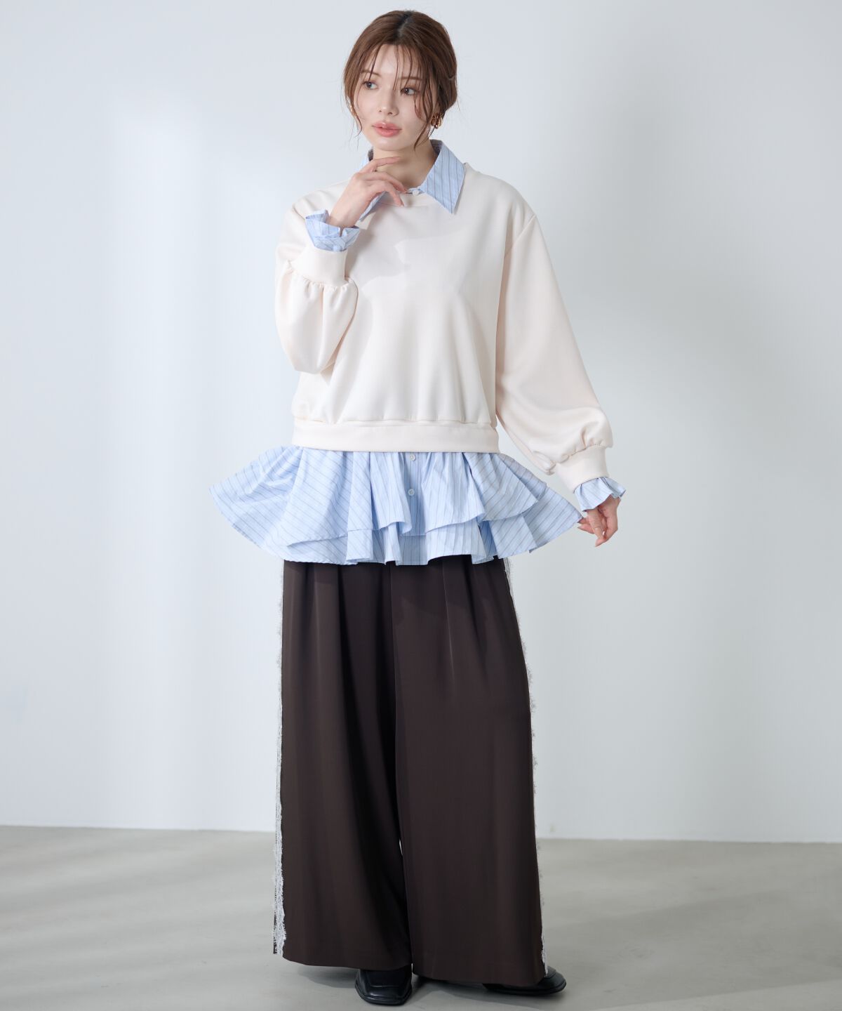 アンドクチュール「サイドレースラインワイドパンツ」|その他|