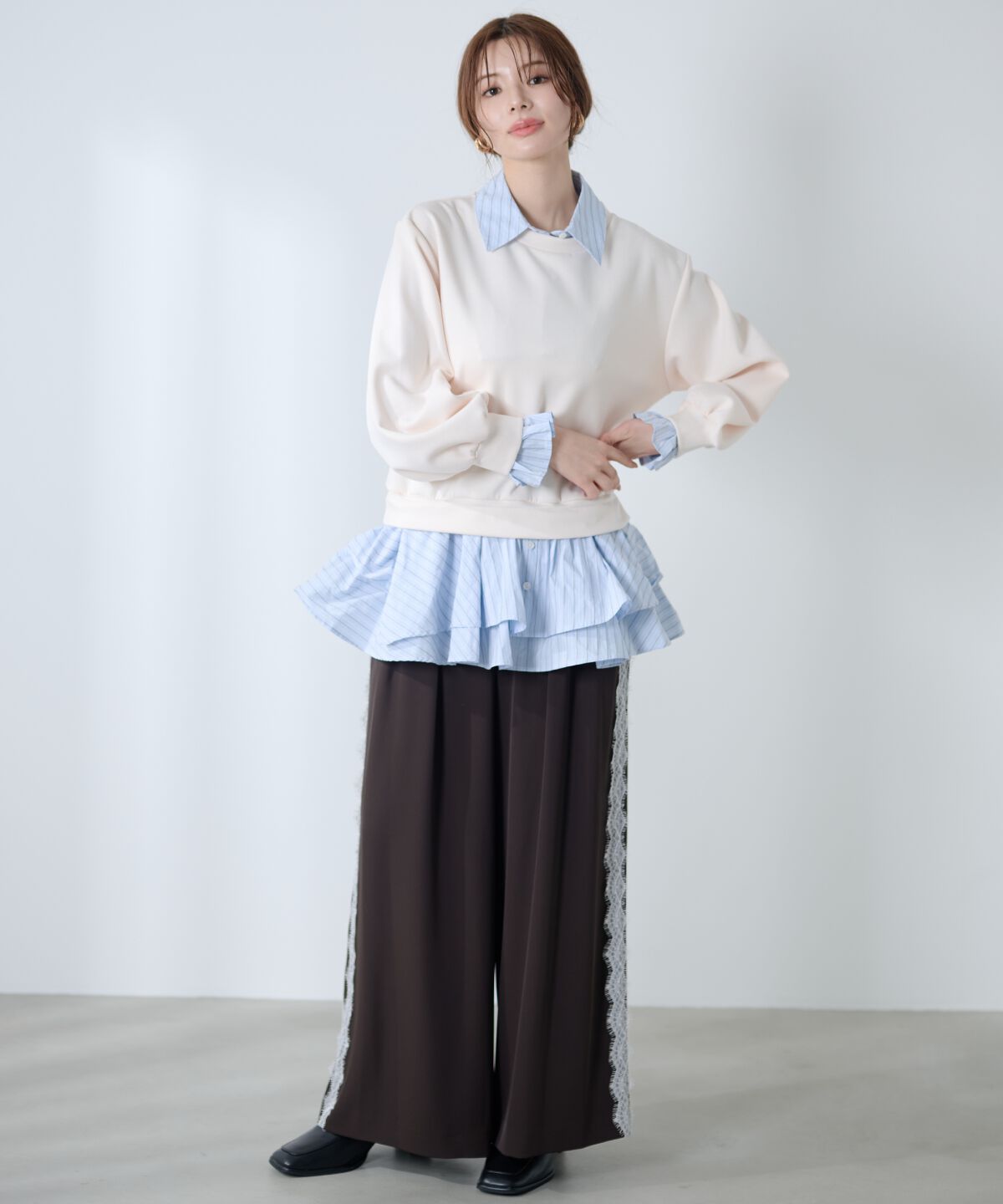 アンドクチュール「サイドレースラインワイドパンツ」|その他|