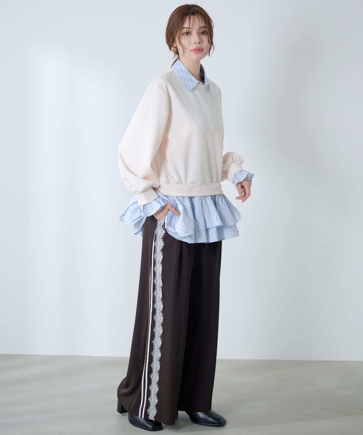 アンドクチュール「サイドレースラインワイドパンツ」|その他|