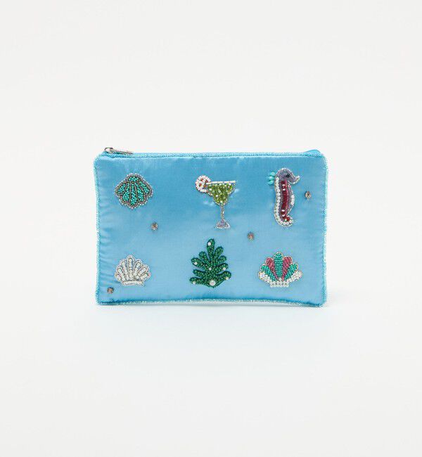 Style for Living「エンブロイダリー モチーフ フラットポーチ」|ポーチ|TURQUOISE