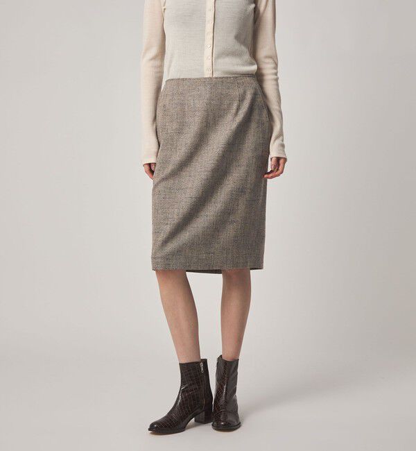 STEVEN ALAN「＜Steven Alan＞ヘリンボーン ツイード ライク ペンシルスカート」|スカート|BEIGE