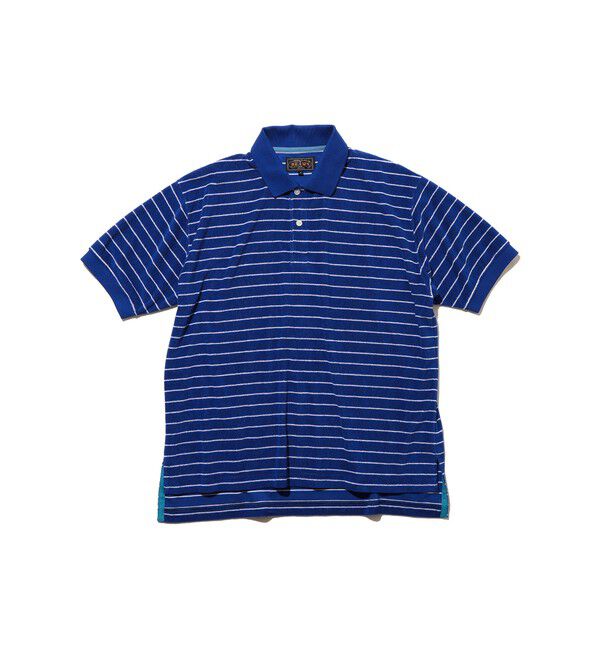 BEAMS PLUS「Pile Polo Stripe」|ポロシャツ|BLUE