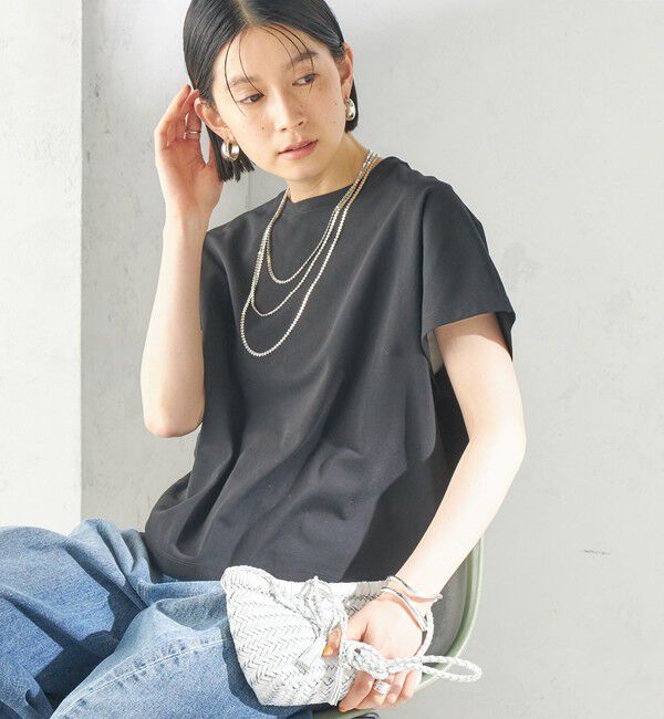 SHIPS for women「〈接触冷感〉ポンチ ドルマン TEE」|Tシャツ・カットソー|ブラック