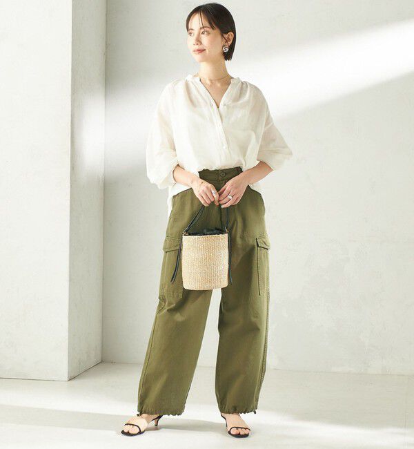 SHIPS for women「【実力派ベーシック】〈手洗い可能〉IMPERIAL LINEN 混 バンドカラー スキッパー シャツ」|シャツ・ブラウス|
