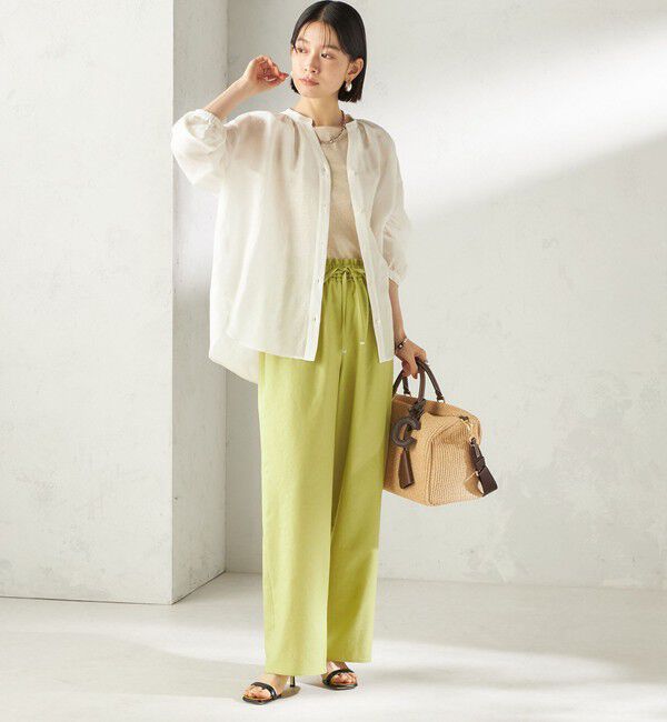 SHIPS for women「【実力派ベーシック】〈手洗い可能〉IMPERIAL LINEN 混 バンドカラー スキッパー シャツ」|シャツ・ブラウス|