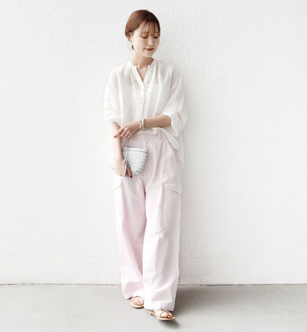 SHIPS for women「【実力派ベーシック】〈手洗い可能〉IMPERIAL LINEN 混 バンドカラー スキッパー シャツ」|シャツ・ブラウス|