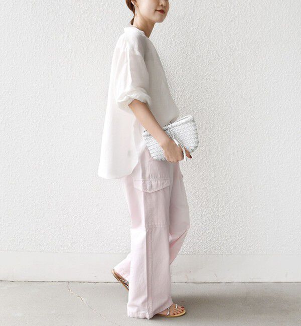 SHIPS for women「【実力派ベーシック】〈手洗い可能〉IMPERIAL LINEN 混 バンドカラー スキッパー シャツ」|シャツ・ブラウス|