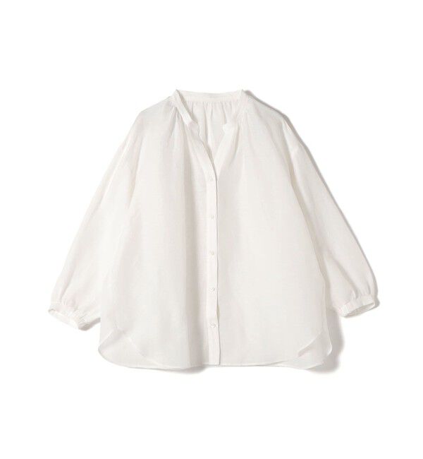 SHIPS for women「【実力派ベーシック】〈手洗い可能〉IMPERIAL LINEN 混 バンドカラー スキッパー シャツ」|シャツ・ブラウス|