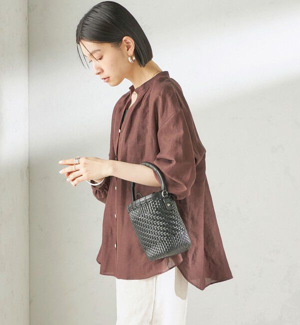 SHIPS for women「【実力派ベーシック】〈手洗い可能〉IMPERIAL LINEN 混 バンドカラー スキッパー シャツ」|シャツ・ブラウス|