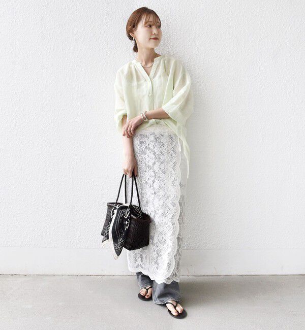 SHIPS for women「【実力派ベーシック】〈手洗い可能〉IMPERIAL LINEN 混 バンドカラー スキッパー シャツ」|シャツ・ブラウス|