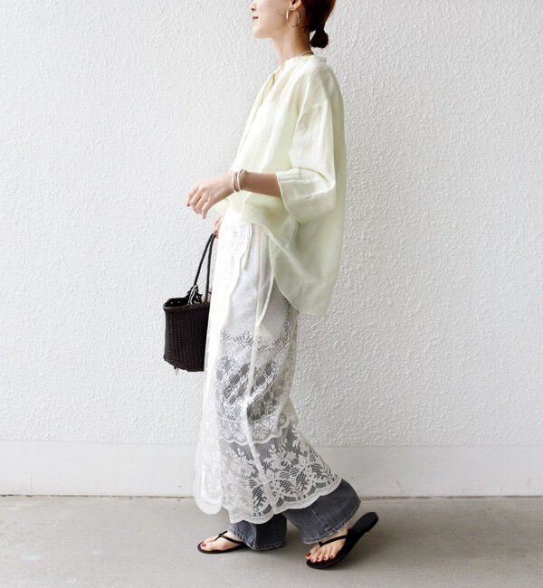 SHIPS for women「【実力派ベーシック】〈手洗い可能〉IMPERIAL LINEN 混 バンドカラー スキッパー シャツ」|シャツ・ブラウス|