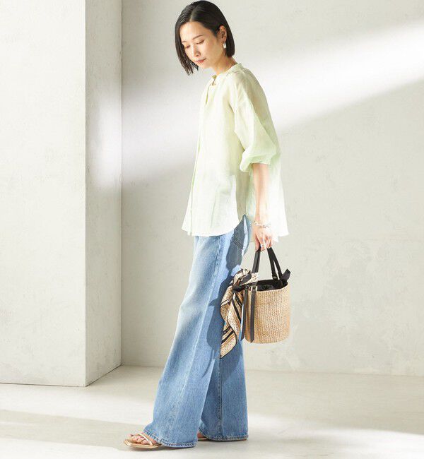 SHIPS for women「【実力派ベーシック】〈手洗い可能〉IMPERIAL LINEN 混 バンドカラー スキッパー シャツ」|シャツ・ブラウス|