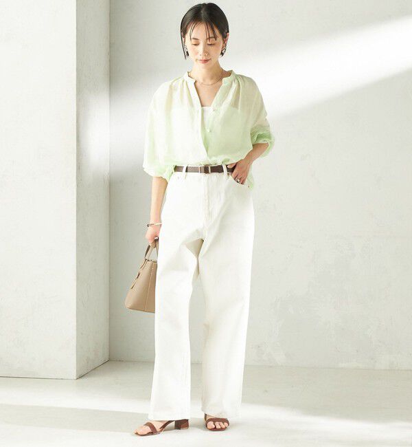 SHIPS for women「【実力派ベーシック】〈手洗い可能〉IMPERIAL LINEN 混 バンドカラー スキッパー シャツ」|シャツ・ブラウス|