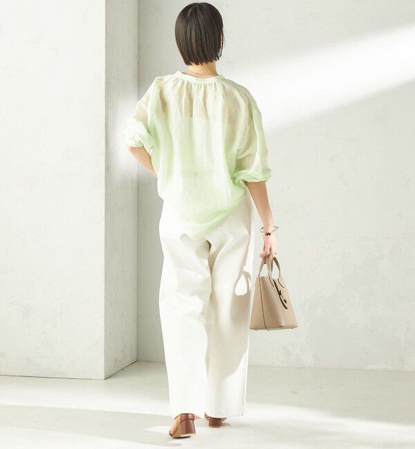 SHIPS for women「【実力派ベーシック】〈手洗い可能〉IMPERIAL LINEN 混 バンドカラー スキッパー シャツ」|シャツ・ブラウス|
