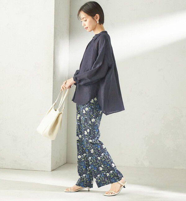 SHIPS for women「【実力派ベーシック】〈手洗い可能〉IMPERIAL LINEN 混 バンドカラー スキッパー シャツ」|シャツ・ブラウス|